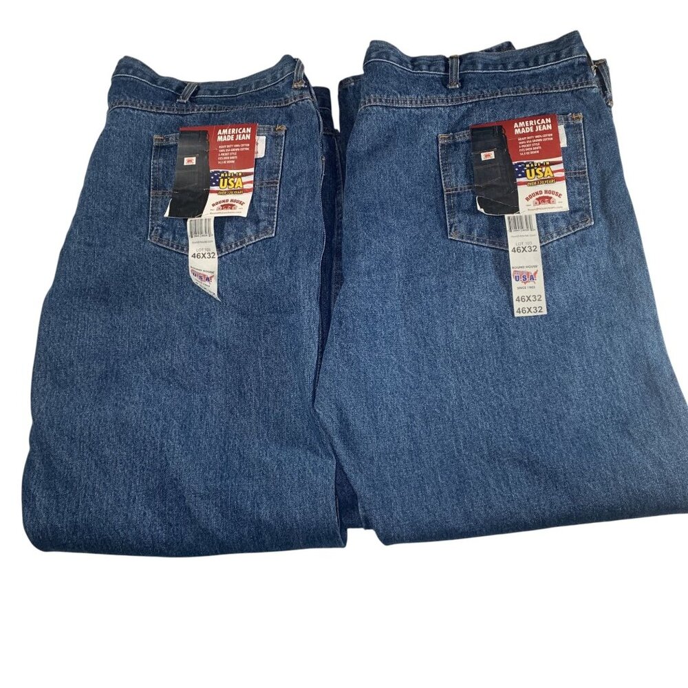 Round House 46x32 Raw Rigid Denim Carpenter Jeans Lot 101 Made in USA NWT